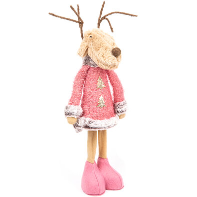 Decorațiune textilă de Crăciun Pink Reindeer Boy, 60 cm