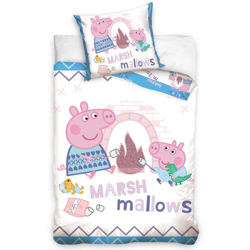 Lenjerie din bumbac pentru pătuţul copiilor Purceluşa Pepina Marshmallows, 100 x 135 cm, 40 x 60 cm