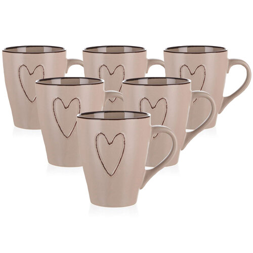 Banquet Keramični vrč HEART 310 ml, 6 kos, bež