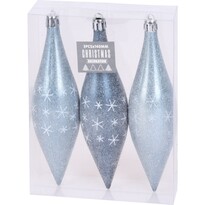 Set decorațiuni de Crăciun Koopman Pachino, albastru, 3 buc., 14 cm Set decorațiuni de Crăciun Koopman Pachino, albastru, 3 buc., 14 cm