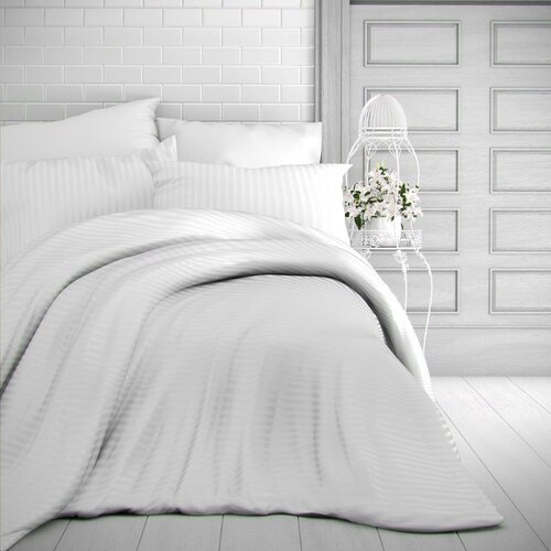 Kvalitex Stripe szatén ágynemű, fehér, 140 x 200 cm, 70 x 90 cm