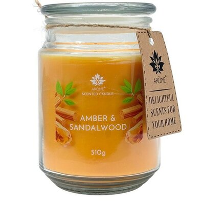 Arome Amber &, Sandalwood gyertya üvegben, 510 g