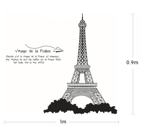 Samolepicí dekorace Eiffelová věž černá