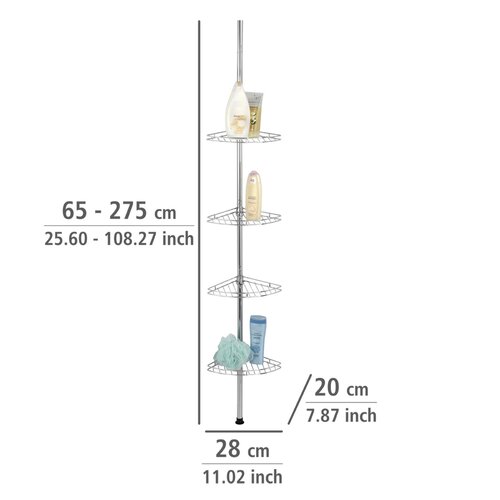 Wenko Teleskopowa półka narożna pod prysznic Prea, 65–275 cm, stal nierdzewna