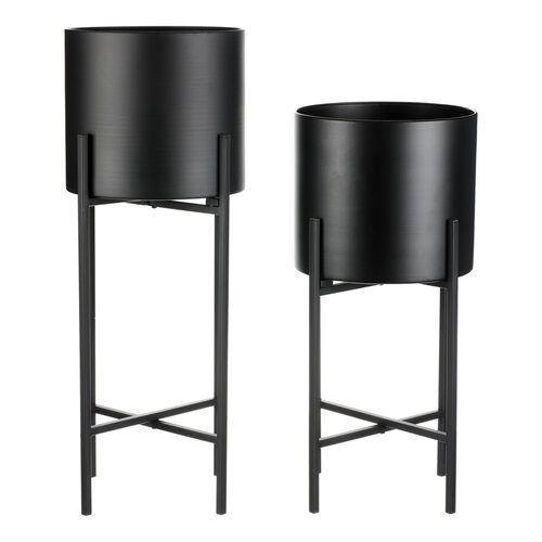 Set mit hohen Blumenständern aus Metall Interier, schwarz, 2 Stück
