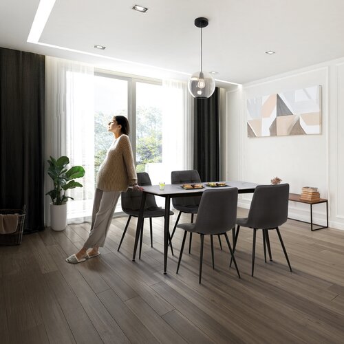 Esszimmer-Set aus gesinterter Keramik und Metall, 5-teilig, grau