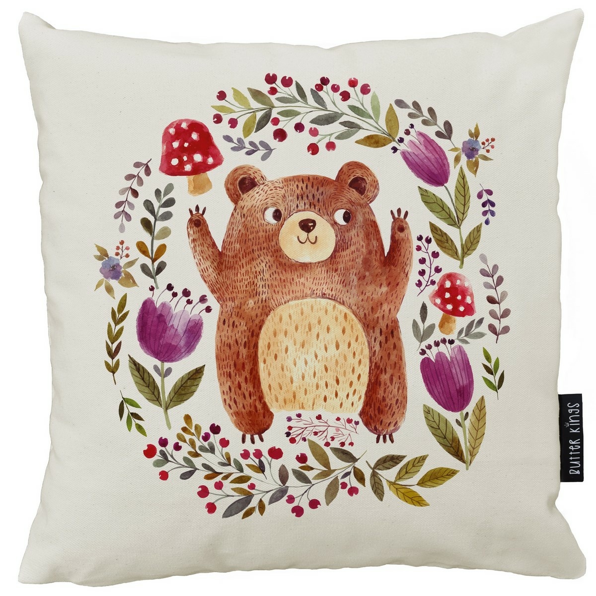 Pernă Butter Kings Teddy bear in the forest, 50 x 50 cm