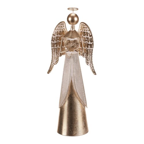 Zlati kovinski angel s srcem in svetniškim sijem
