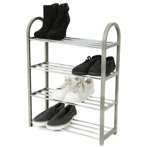 Compactor Vierstöckiges Schuhregal für 12 Paar Schuhe Poly , 49,5 x 18,4 x 65 cm
