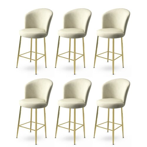 Barstuhl-Set Alte Cream and Gold, 6 Stück