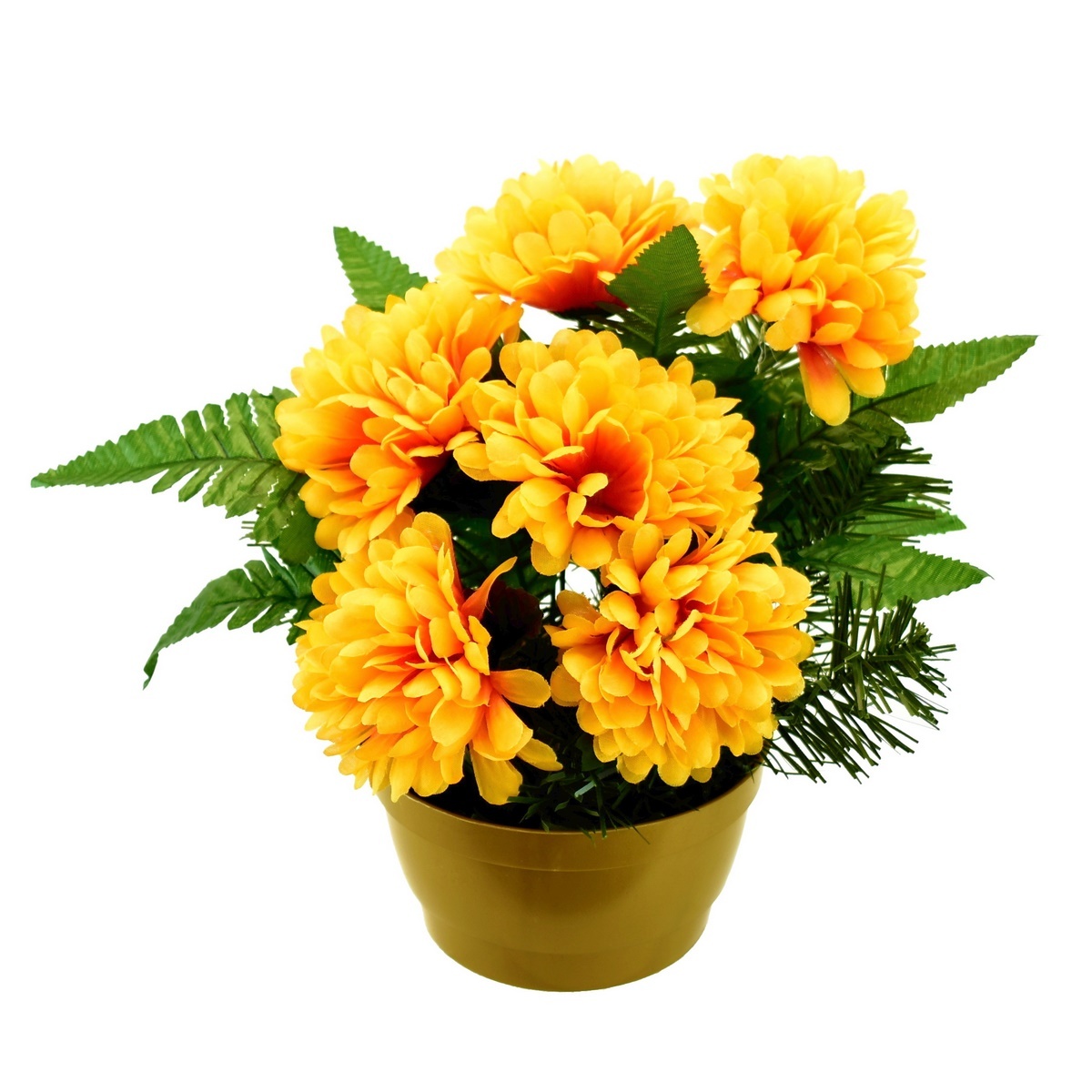 Dušičková dekorace s chryzantémami 23 x 22 cm, žlutá