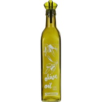 EH Sklenená fľaša na olivový olej s nálevkou, 500 ml, zelená
