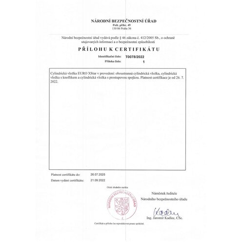 Richter EXR.30/35.NI cilindrična vložka 30+35 mm, 6 kos ključev