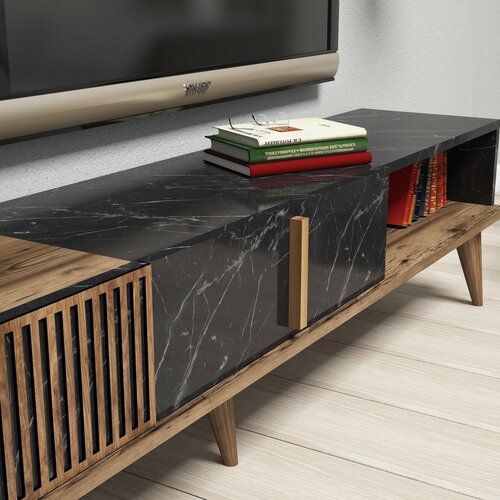 Ściana telewizyjna Milan Walnut and Black