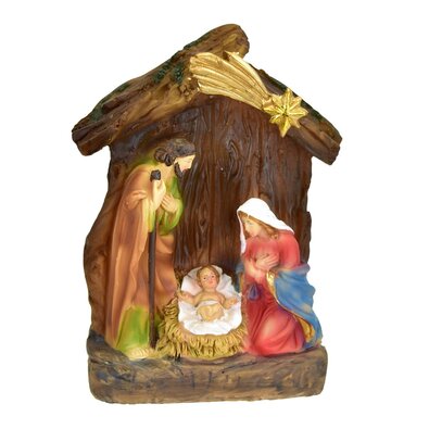 Vianočný betlehem s osvetlením, 11,5 x 14,5 x 6 cm, polyresin
