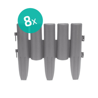 Płotek ogrodowy komplet 8 szt. szary