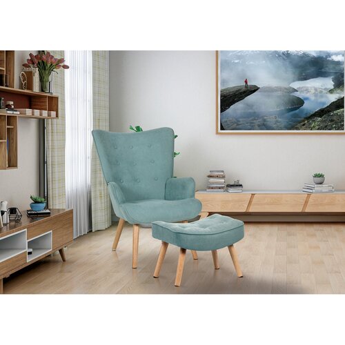 Fotoliu cu taburet BLUE2, turcoaz