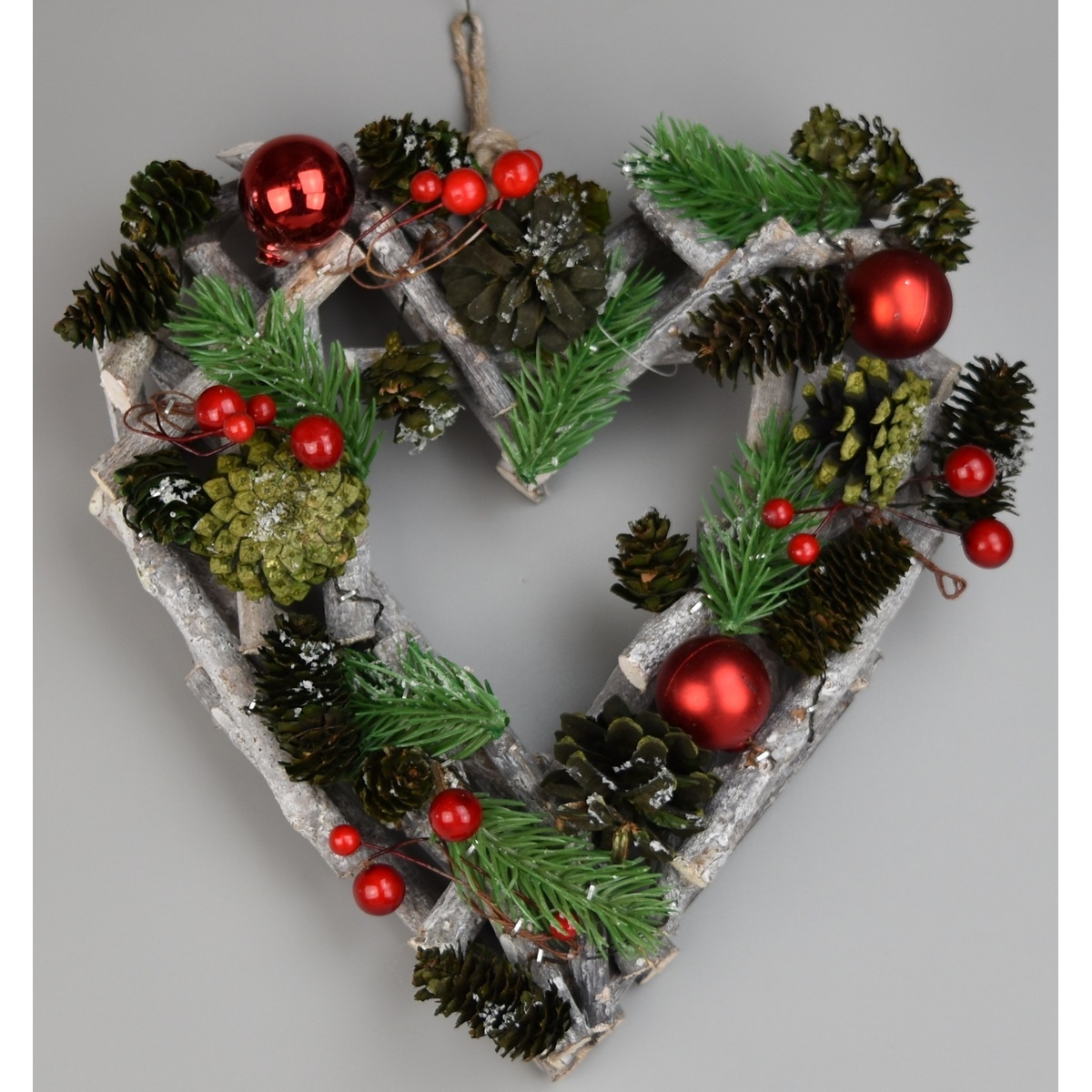 Green pine karácsonyi felakasztható szív, 23 x 24 cm