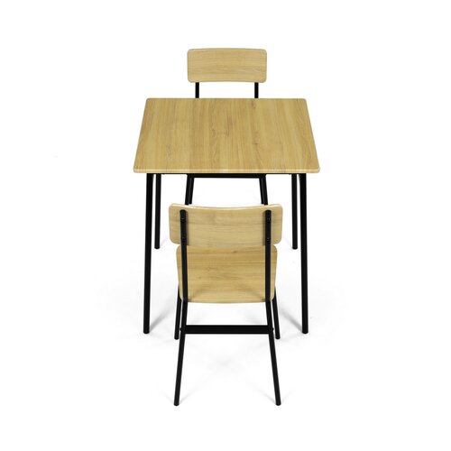 Set de masă Industrial cu 2 scaune, 70 x 70 x 76cm, stejar sălbatic