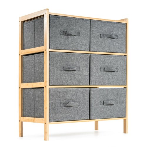 G21 Bambusz polc kosarakkal, 3 polc, szürke