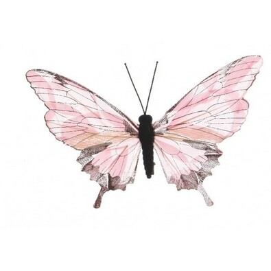 Dekorační Motýlek růžová, 20 cm