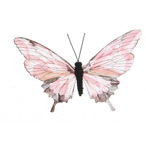 Dekorační Motýlek růžová, 20 cm