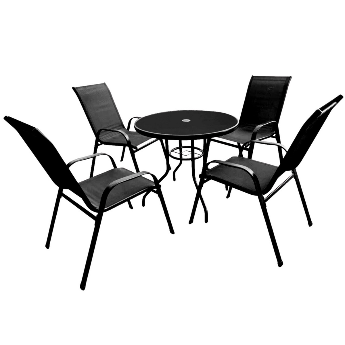 Aldotrade Zestaw mebli ogrodowych LUKO, czarny, 5 szt.