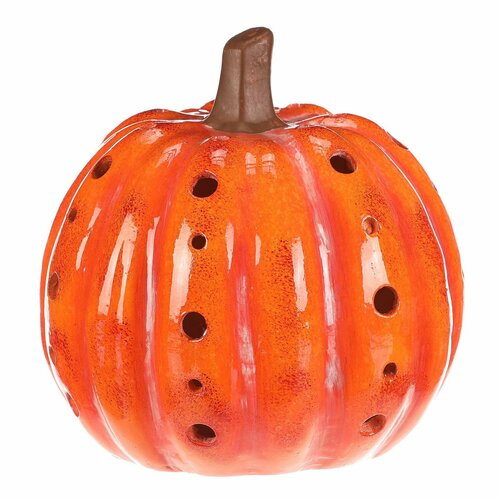 Jesenska LED dekoracija Buče z odprtinami, 19 x 19x 19 cm, keramika