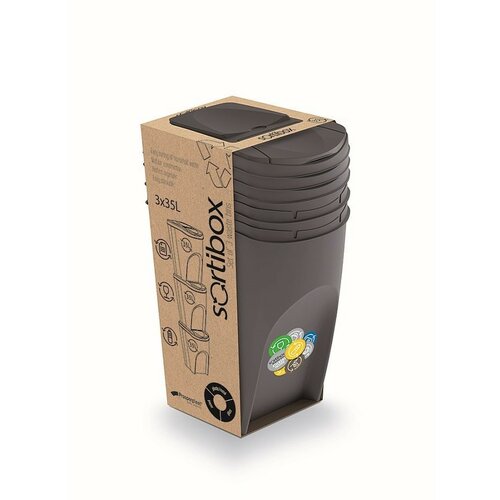 Mülltrennsystem Sortibox 35 L, 3 Stück, grau