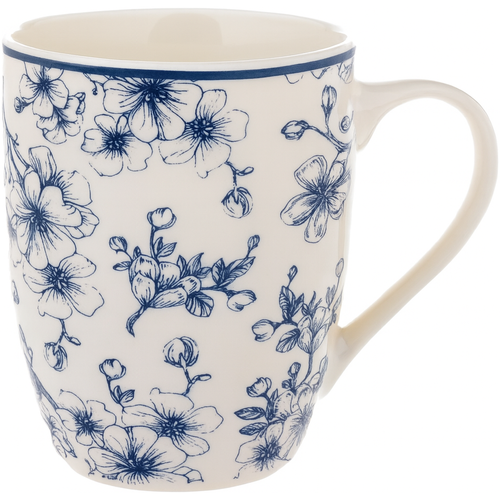 Set de 6 căni din ceramică Flori delicate 300 ml,albastru