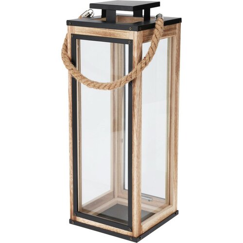 Set of 2 square wooden lanterns