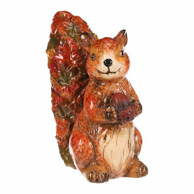 Őszi dekoráció Mókus dióval, 12 x 7 x 13 cm,kerámia
