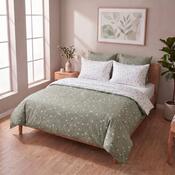 Set de lenjerie de pat din bumbac Kvalitex Flori verzi, 140 x 220 cm, 70 x 90 cm