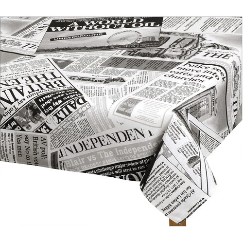 Bellatex Tischtuch EMA Newspaper Schwarz, 140 x 200 cm