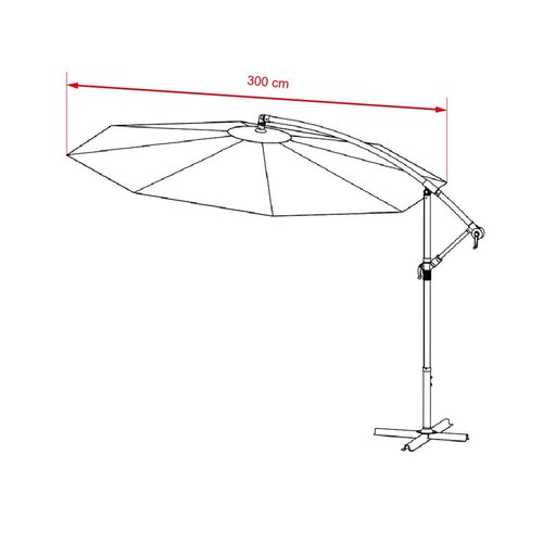 Avenberg Duży parasol z regulacją nachylenia Sunny LED 300, szary