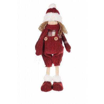 Різдвяна прикраса з тканини Дівчинка в комбінезоні, висота 35 см, червоний