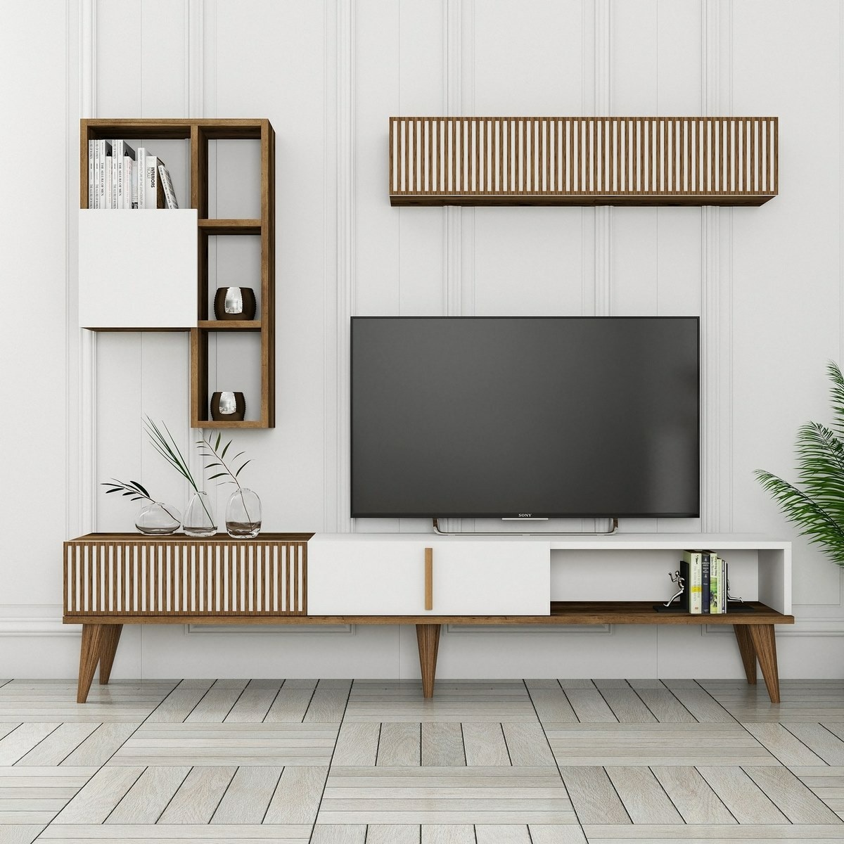 Televízna stena Milen Walnut and White