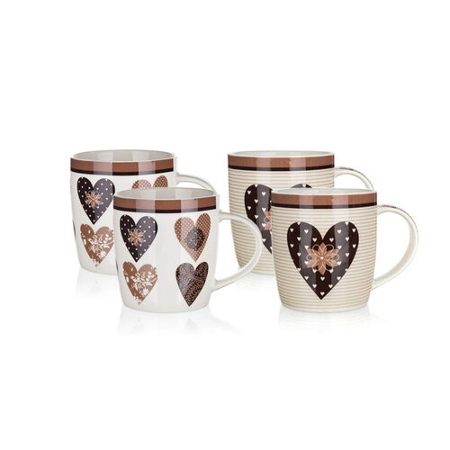 Set căni ceramice 4 buc. BANQUET CHOCO HEARTS  360 ml