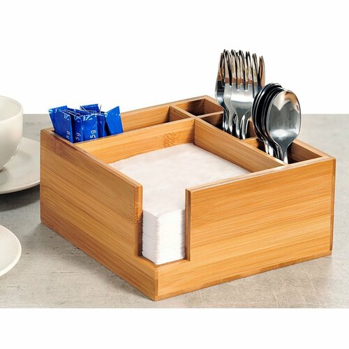 Kesper 70851 Organizator bucătărie bambus, 5 compartimente, 18 x 9 x 18 cm