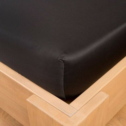 Kvalitex Cearșaf din satin cu elastic negru, 90 x200 cm