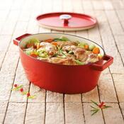 Pyrex Gusseisen Kasserolle mit Deckel 4 l, 29 x 21 cm, Rot