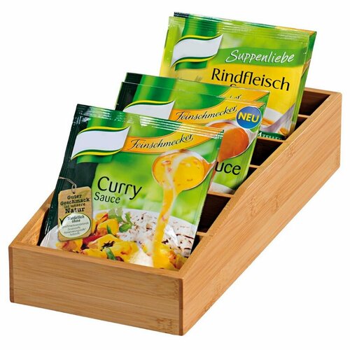 Kesper 70822 Uniwersalny organizer bambusowy 6 przegródek, 15 x 7 x 35 cm