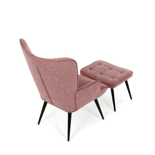 Relaxační křeslo s podnožkou CHENILLE, růžová