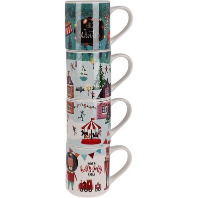 4-delni komplet vrčev Winter, 265 ml, porcelan