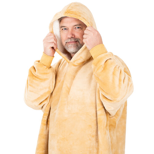 4Home Beige mikroplüss gyapjú hatású takarópulóver, L méret