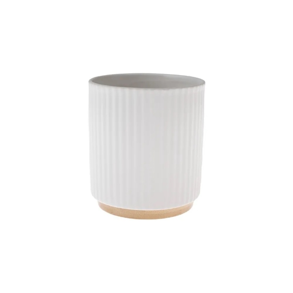 Suport ceramic pentru oală cu bază de bambus , 12 x 12 x 13 cm