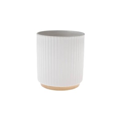 Husă ceramică pentru ghiveci cu suport din bambus,12 x 12 x 13 cm