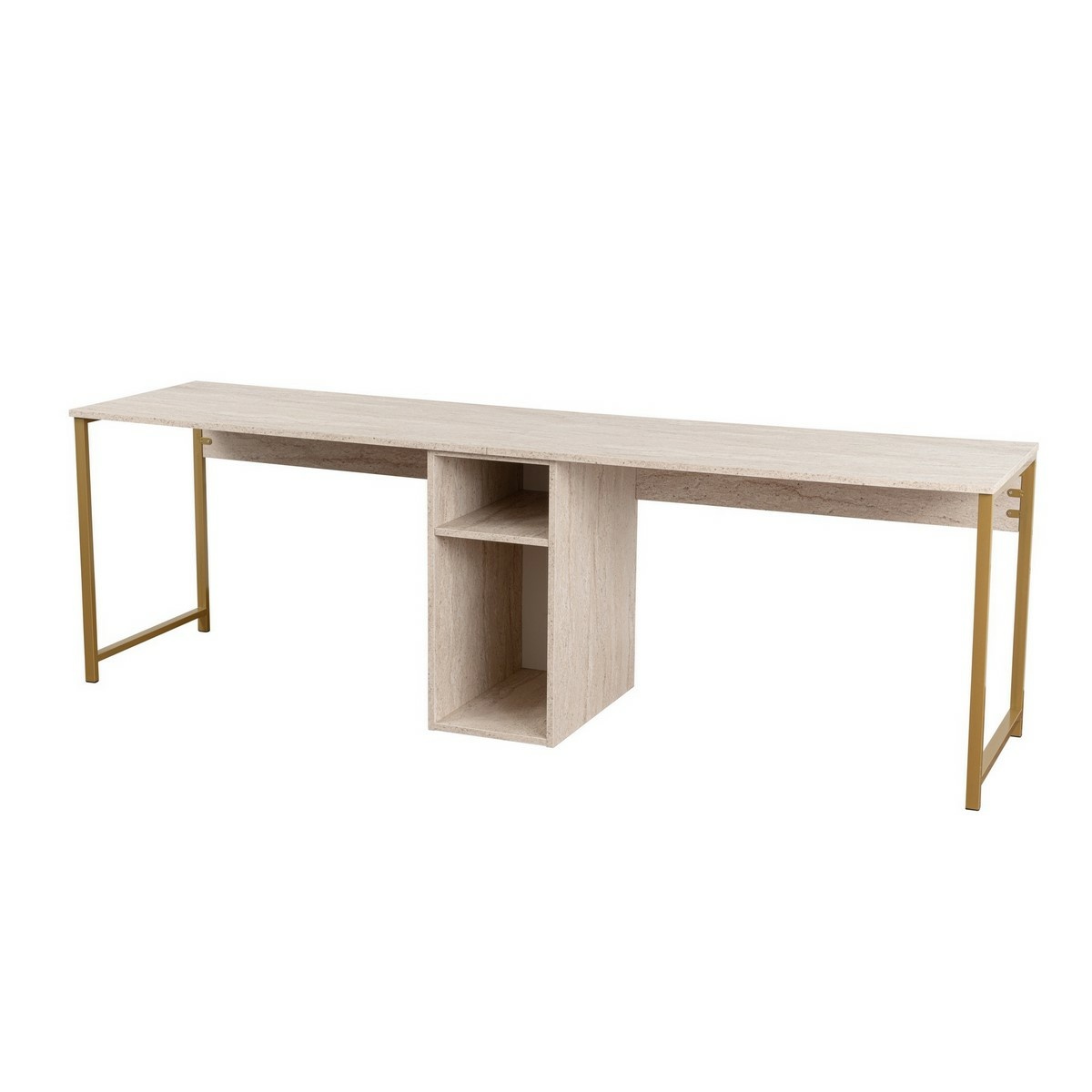 Pracovný stôl Twin Travertine and Gold