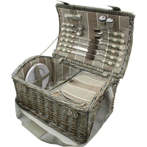 Picknickkorb für 4 Personen Brown, 46 x 31 x 21 cm