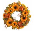 Umělý věnec slunečnic a hortenzií - 42 cm